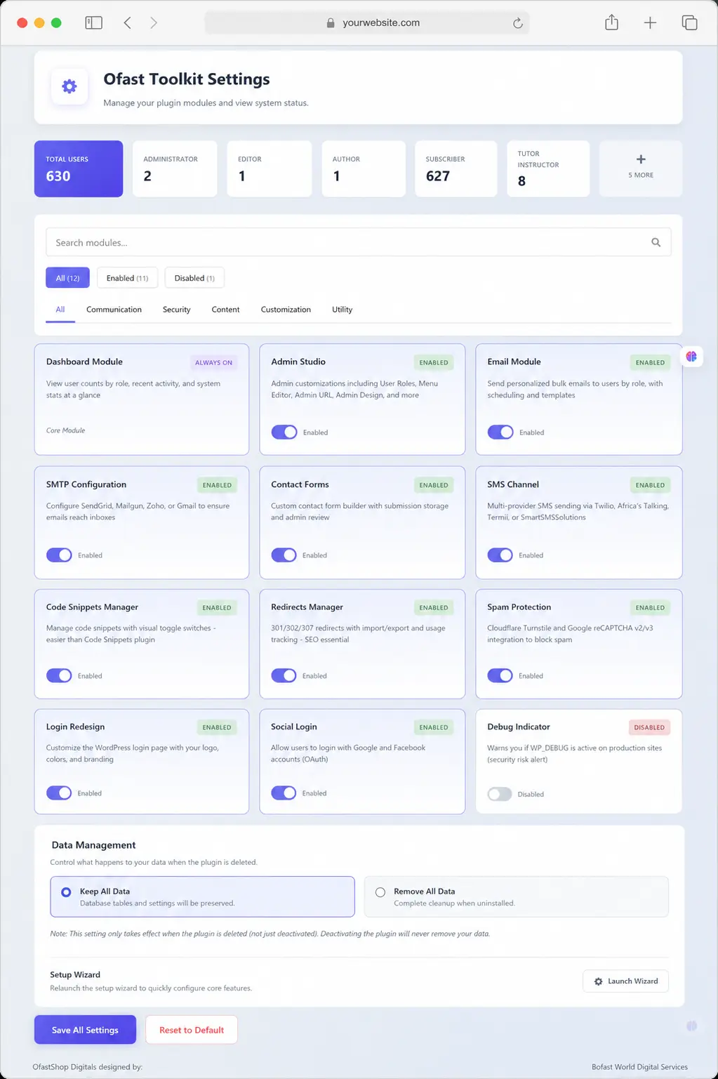 Ofast Toolkit Dashboard Interface